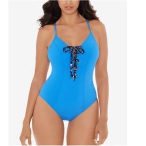 Skinny Dippers Women's Tie Breaker Lacey One-Piece-September Swimsuit Size S